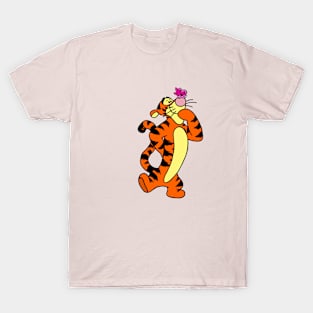 Tiger with Awareness Ribbon Butterfly (Pink) T-Shirt